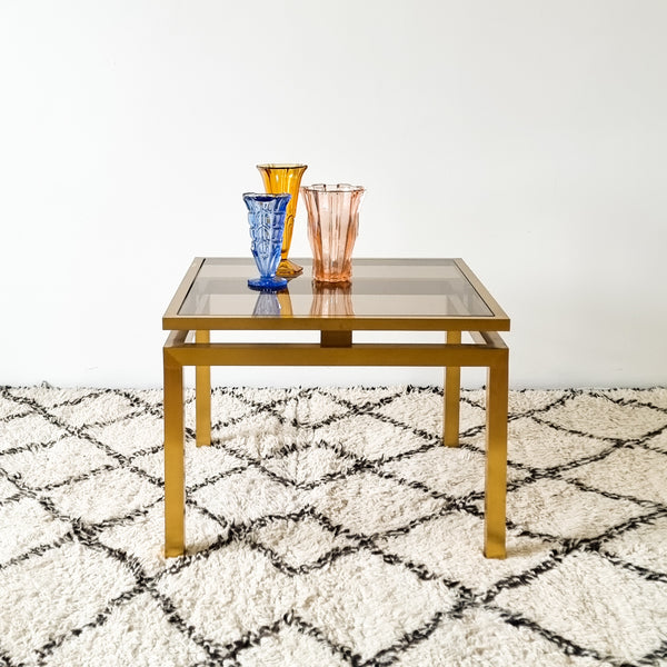 Maison Jansen style Brass and Smoked Glass Coffee or Side Table