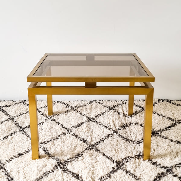 Maison Jansen style Brass and Smoked Glass Coffee or Side Table