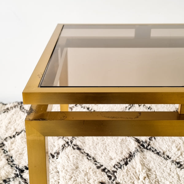 Maison Jansen style Brass and Smoked Glass Coffee or Side Table