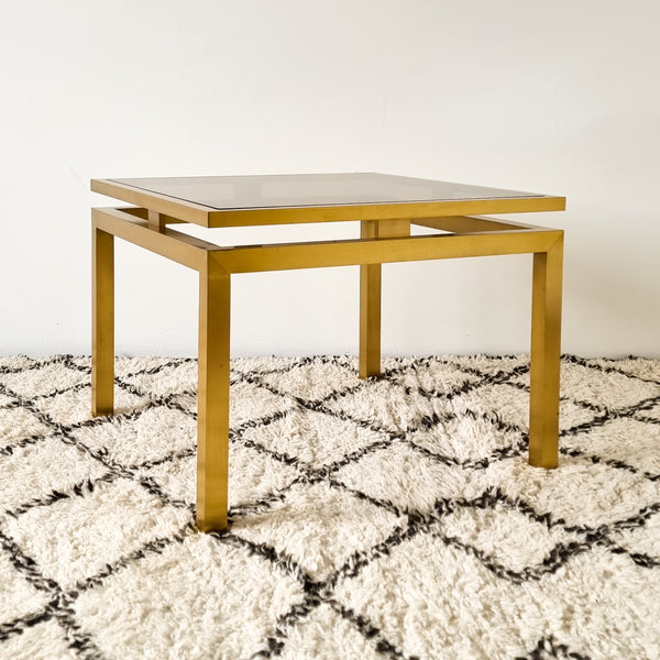 Maison Jansen style Brass and Smoked Glass Coffee or Side Table