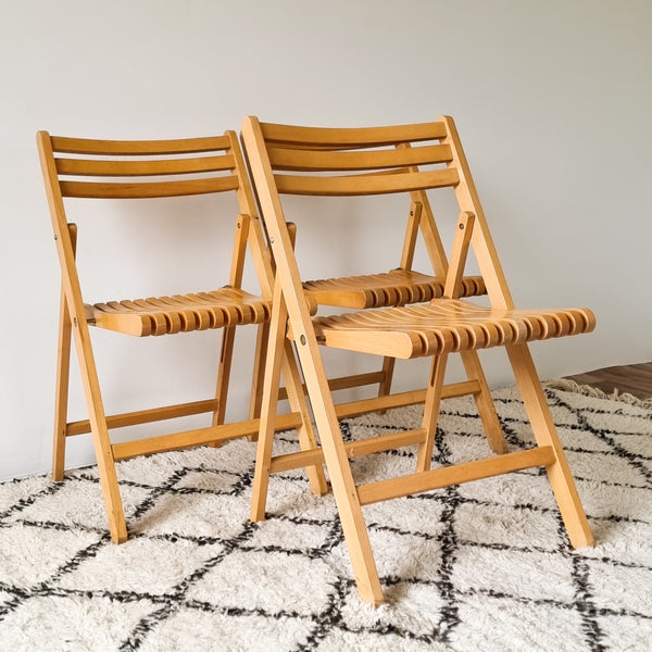 Vintage Wood Folding Chairs - Set of 3