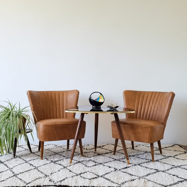 Pair of Cognac Cocktail Chairs