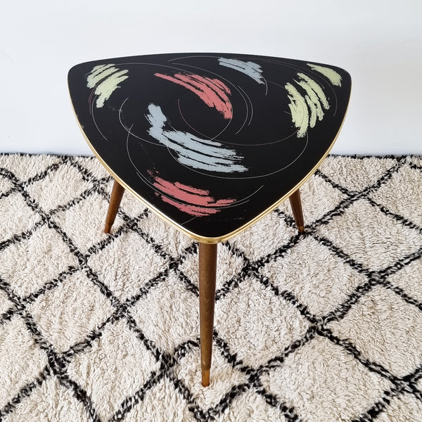 Retro 1950's Glass Top Abstract Small Coffee Table or Side Table