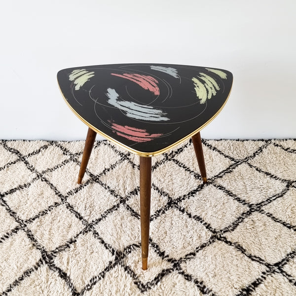 Retro 1950's Glass Top Abstract Small Coffee Table or Side Table