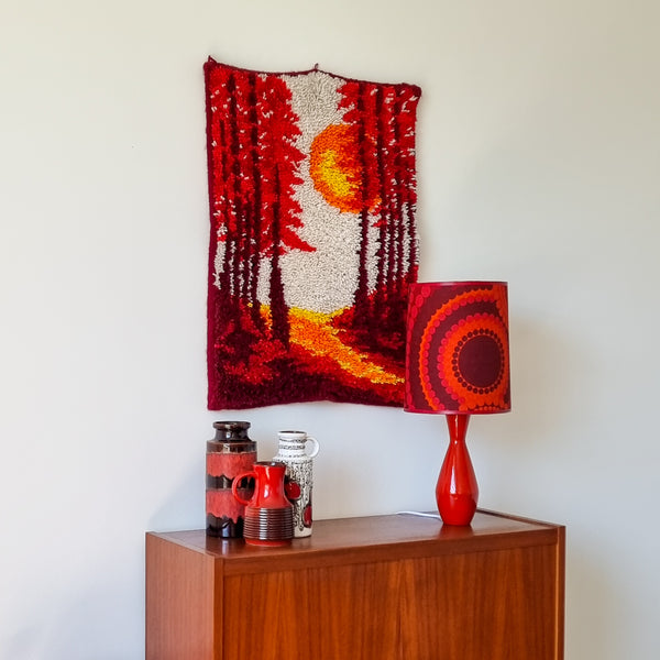 Vintage Sunset 70s Latch Hook Wall Hanging Rug