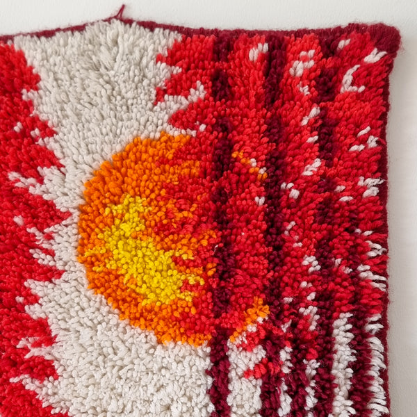 Vintage Sunset 70s Latch Hook Wall Hanging Rug