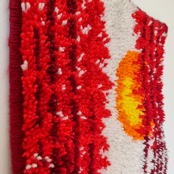 Vintage Sunset 70s Latch Hook Wall Hanging Rug