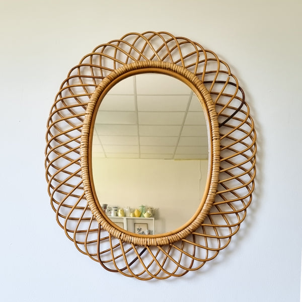 Rattan Oval Sunburst Mirror