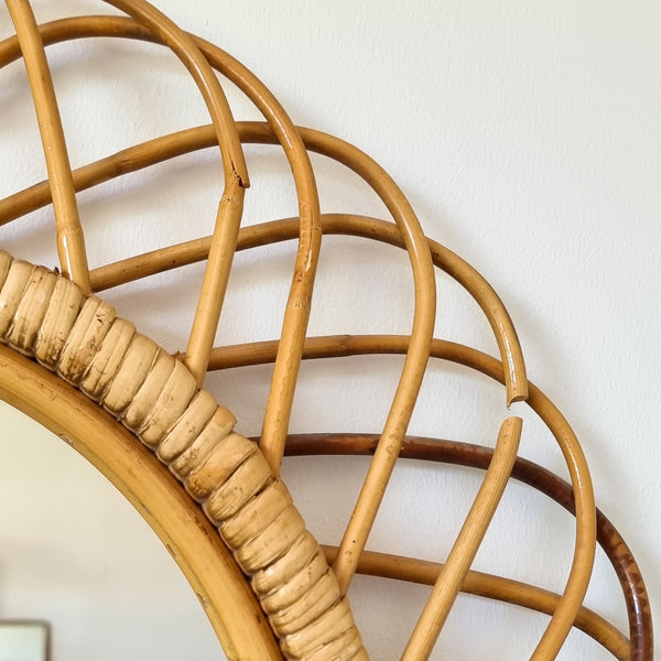 Rattan Oval Sunburst Mirror