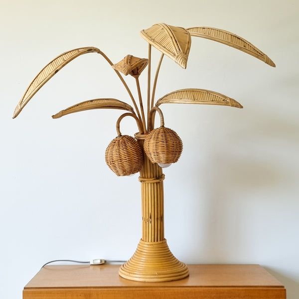 Vintage Rattan Coconut Lamp Mario Torres Lopez
