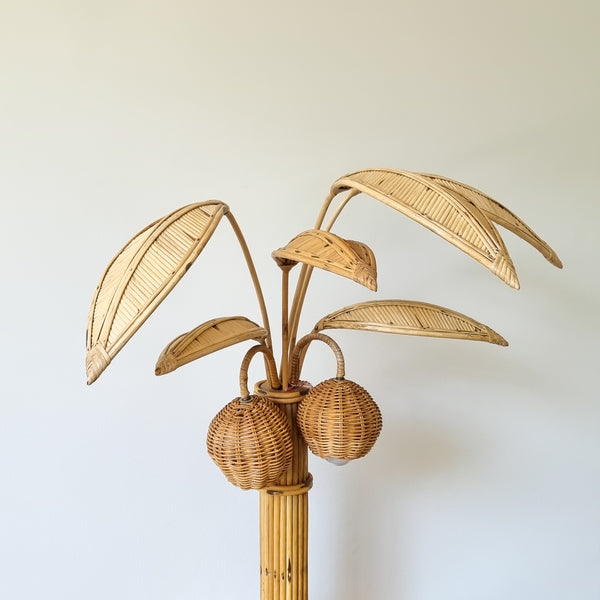 Vintage Rattan Coconut Lamp Mario Torres Lopez
