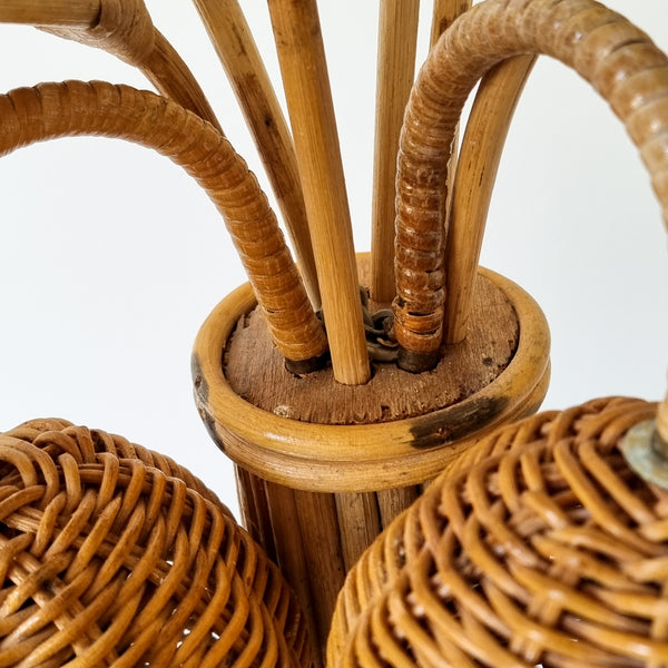 Vintage Rattan Coconut Lamp Mario Torres Lopez