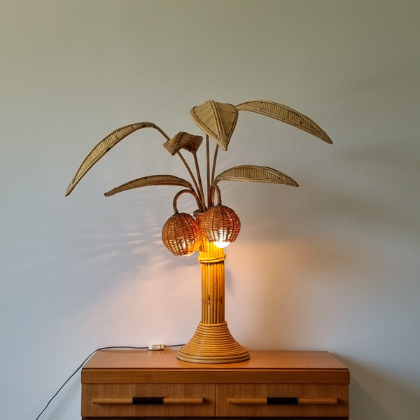 Vintage Rattan Coconut Lamp Mario Torres Lopez