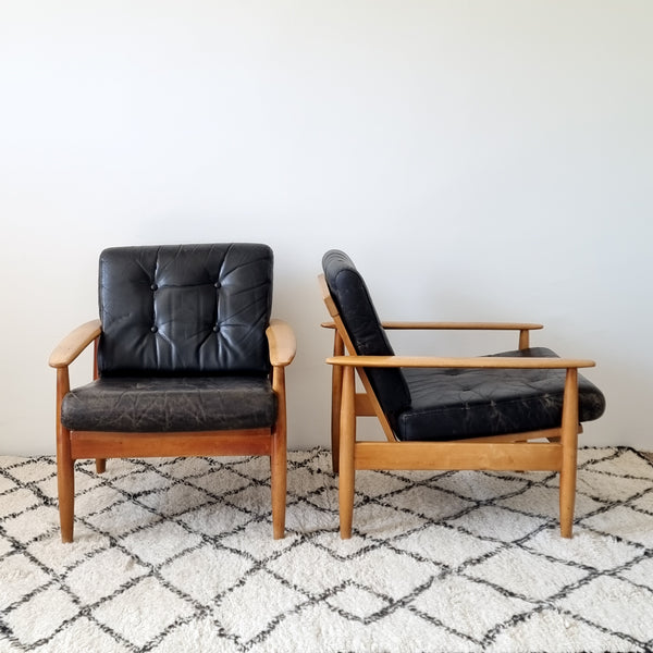 Pair of Danish Leather Armchairs