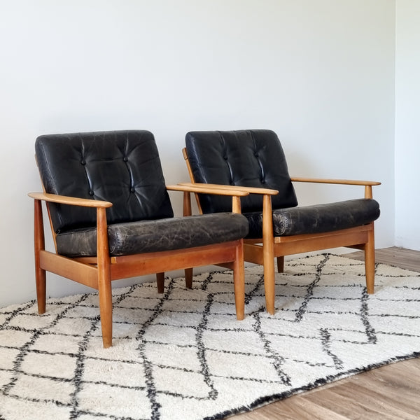 Pair of Danish Leather Armchairs