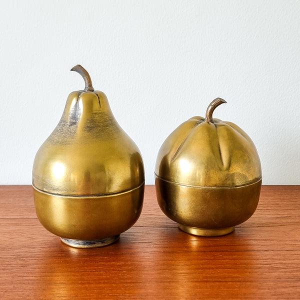 Decorative Brass Apple and Pear Containers