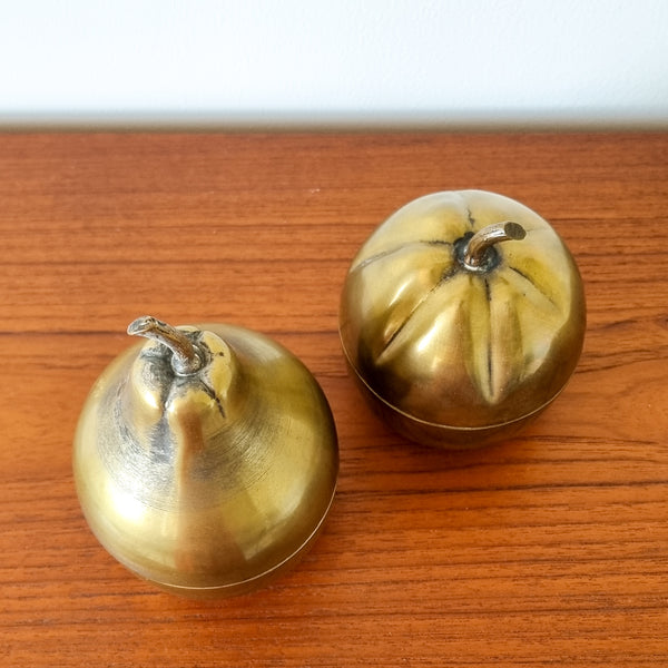 Decorative Brass Apple and Pear Containers