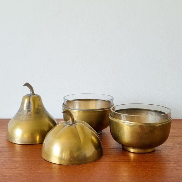 Decorative Brass Apple and Pear Containers