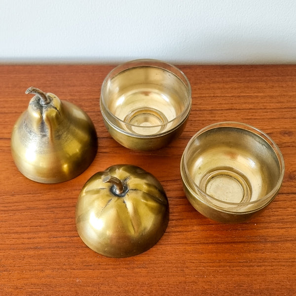 Decorative Brass Apple and Pear Containers