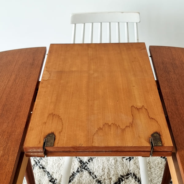 Round Teak Dining Table with Extension