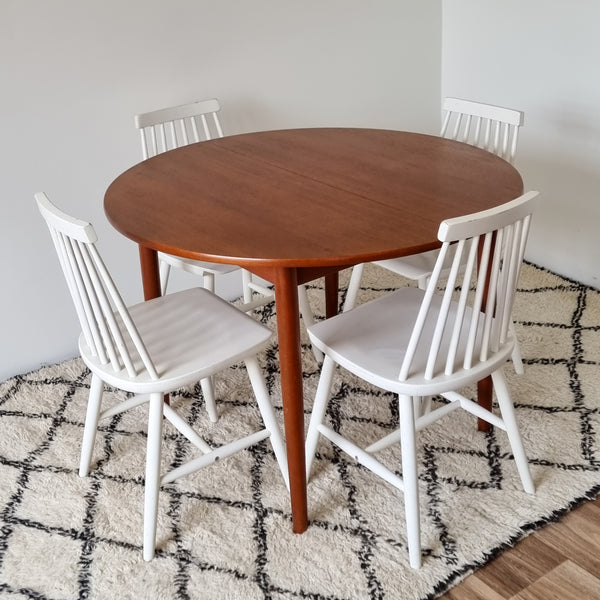 Round Teak Dining Table with Extension