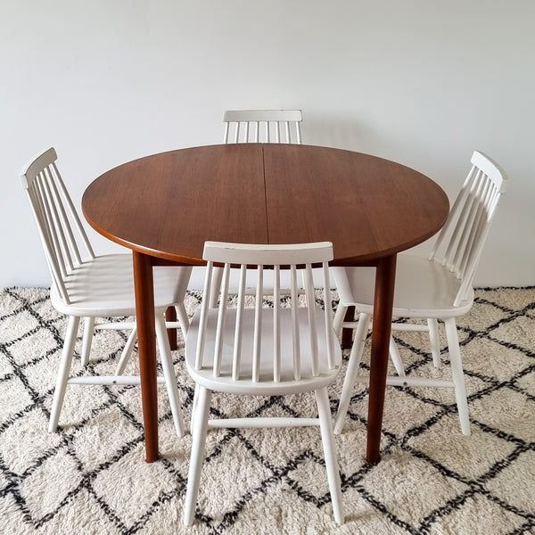 Round Teak Dining Table with Extension