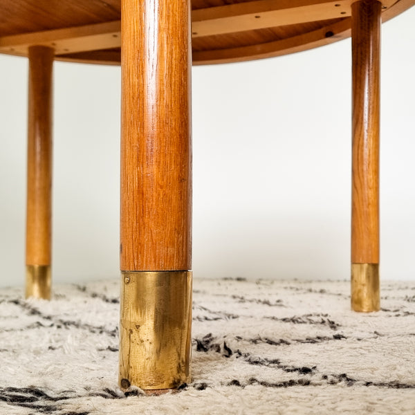 Swedish Round Coffee Table with Brass Details