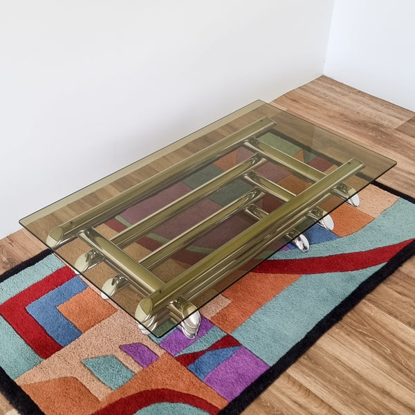 1970s Tubular Chrome and Smoked Glass Coffee Table