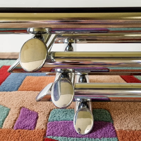 1970s Tubular Chrome and Smoked Glass Coffee Table