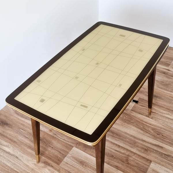 Retro Patterned Adjustable Height Dining Table
