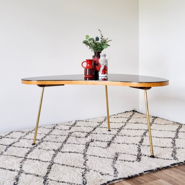 1950's Glass Top Kidney Coffee Table