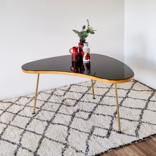 1950's Glass Top Kidney Coffee Table