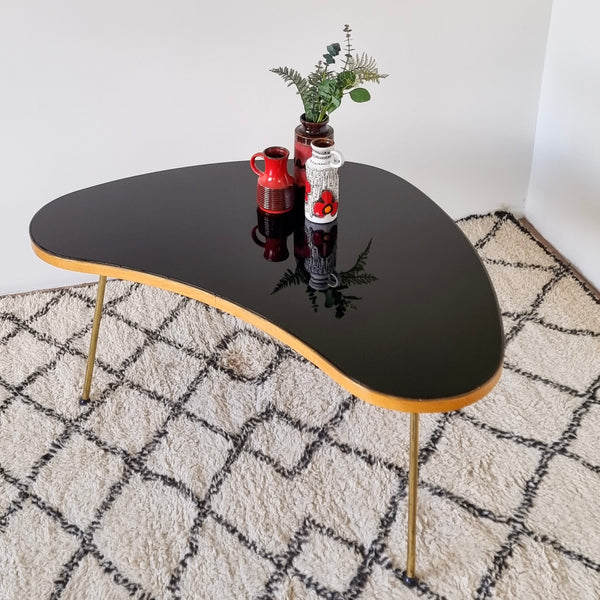 1950's Glass Top Kidney Coffee Table