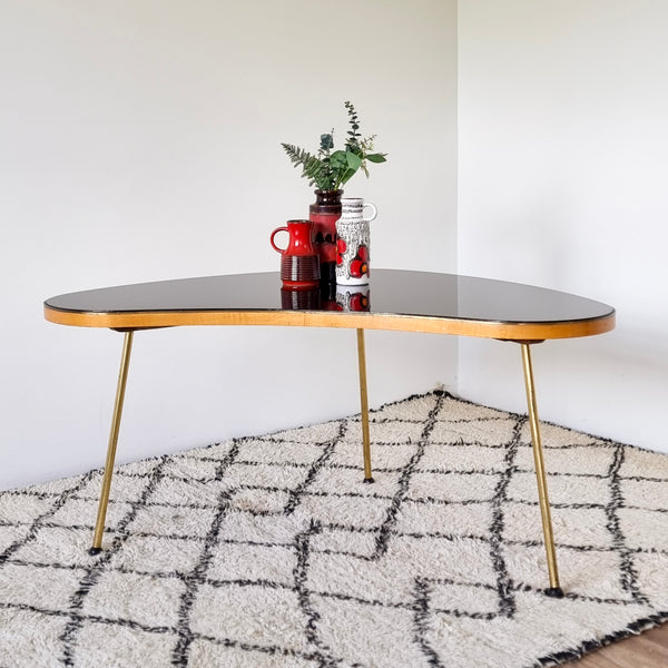 1950's Glass Top Kidney Coffee Table