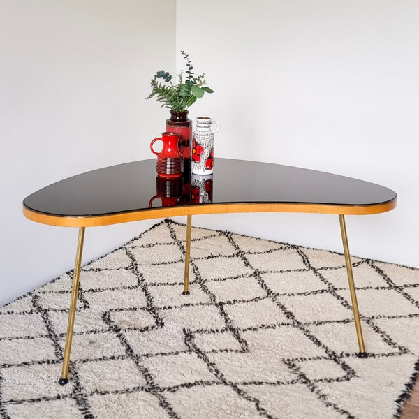 1950's Glass Top Kidney Coffee Table