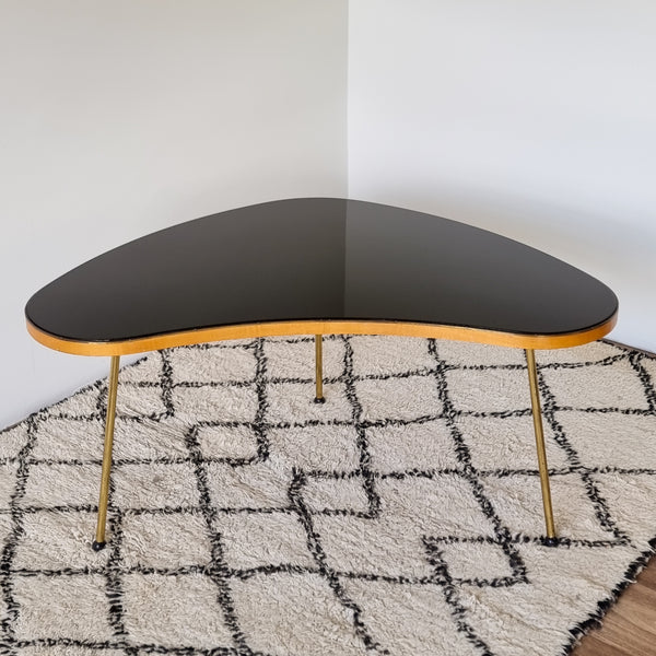 1950's Glass Top Kidney Coffee Table