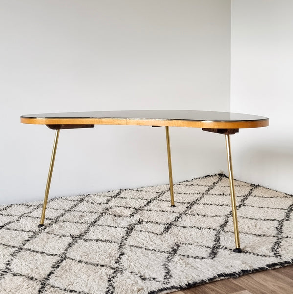 1950's Glass Top Kidney Coffee Table