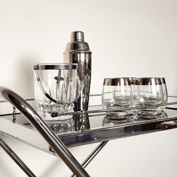 Black and Chrome Foldable Bar Cart