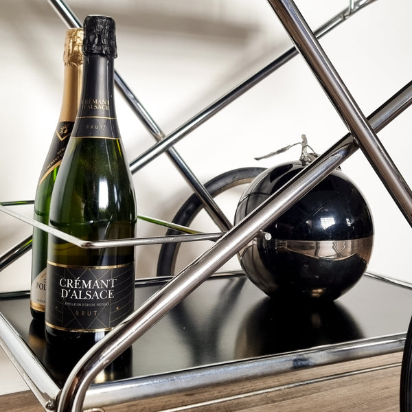 Black and Chrome Foldable Bar Cart