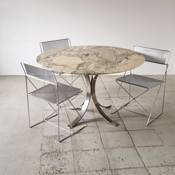 Marble and Steel Dining Table