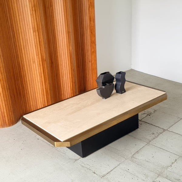 Brass and Travertine Coffee Table