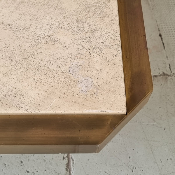 Brass and Travertine Coffee Table