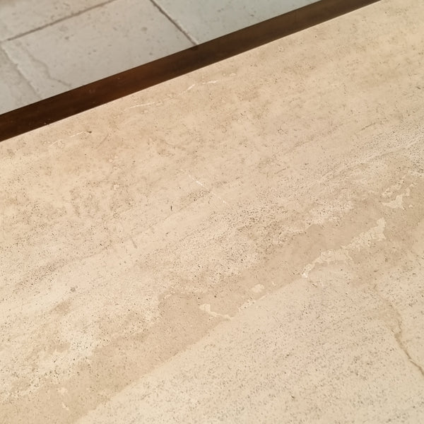Brass and Travertine Coffee Table
