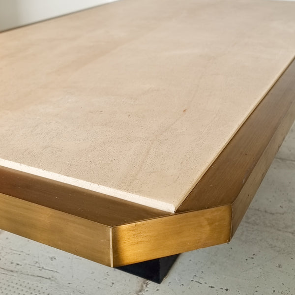 Brass and Travertine Coffee Table