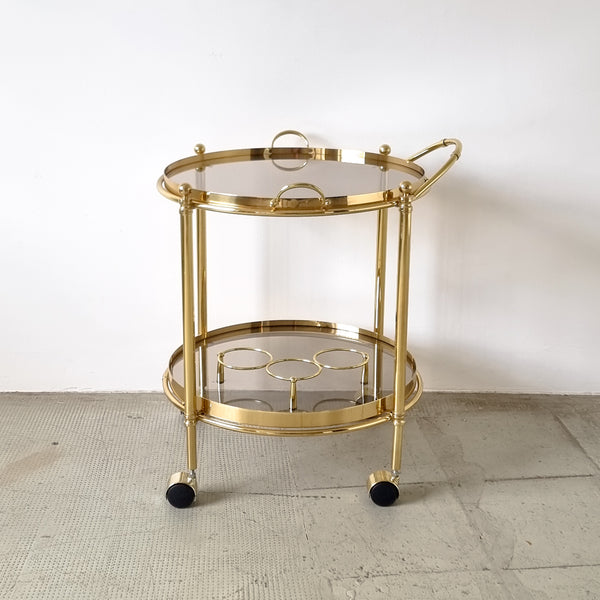 Round Gold Bar Cart 80's