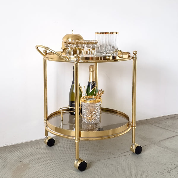 Round Gold Bar Cart 80's