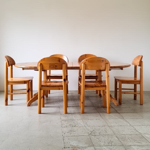 Round Solid Pine Wood Dining Table with Extensions
