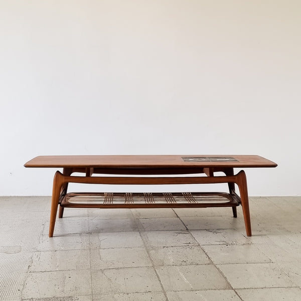 Louis Van Teeffelen Teak Coffee Table with Tile Inlay