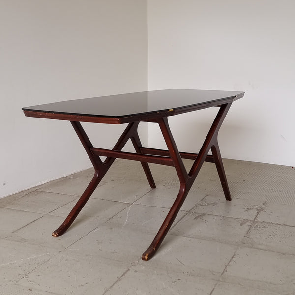 1950's Ilse Möbel Black Glass Top Coffee Table