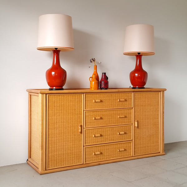 Vintage Rattan Sideboard